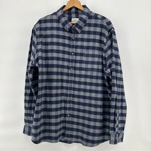Ben Sherman Flannel Shirt Mens 2XL Blue Plaid Button Up Mod Classic